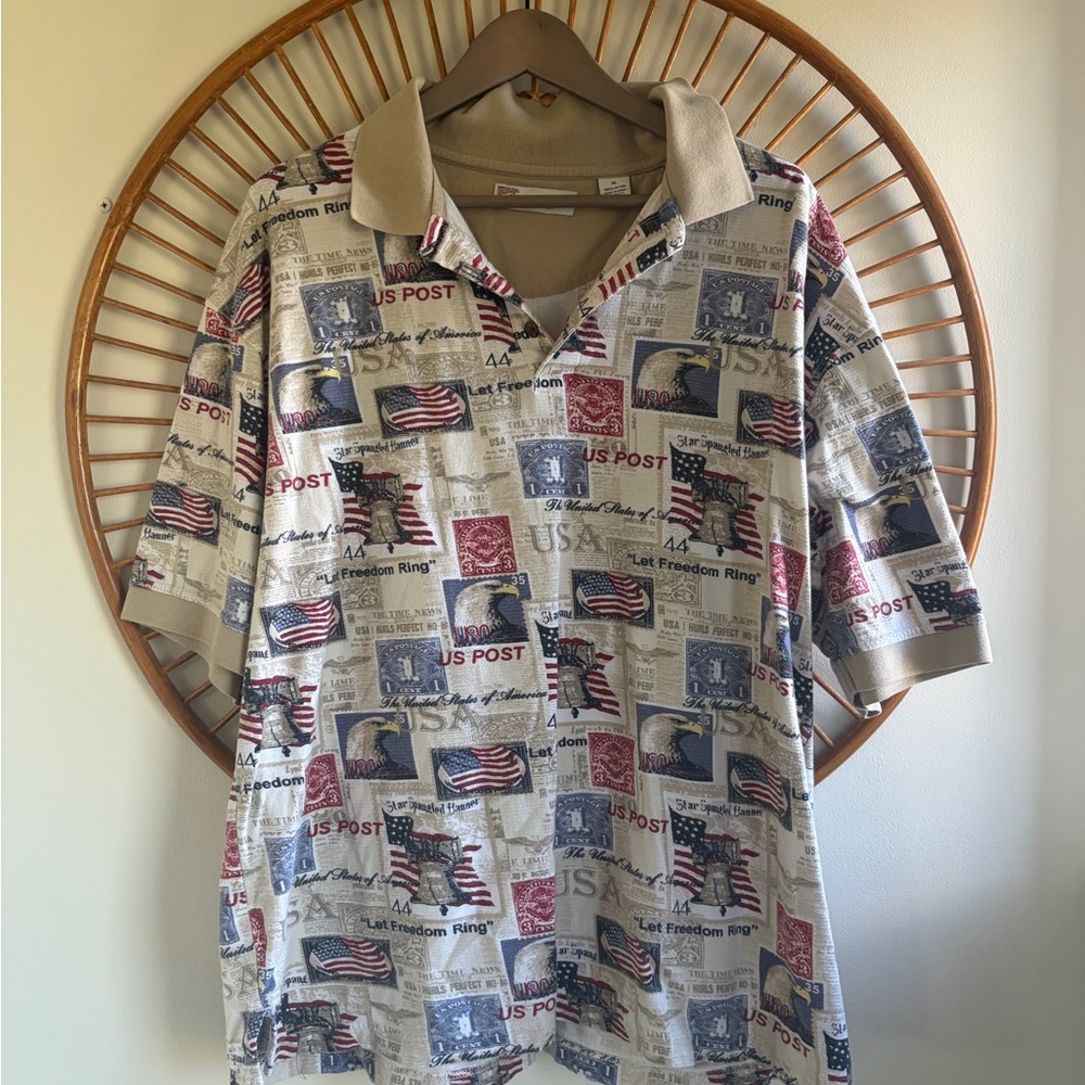 Vintage 90’s Patriotic Print Polo Shirt
